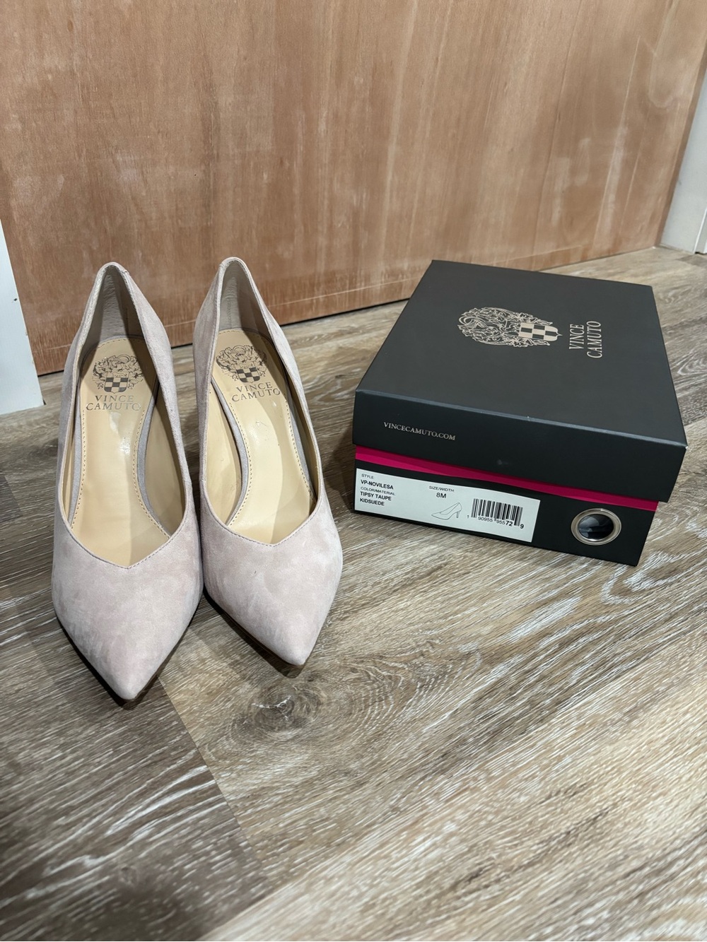 Vince Camuto Pointed Toe Suede Pumps in Pale Pink